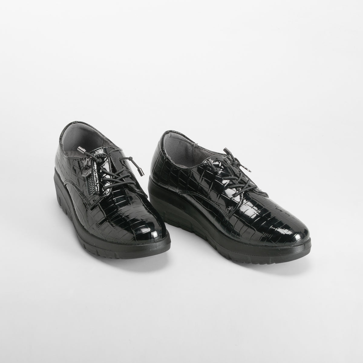 Zapato cuña cordón negro MYSOFT