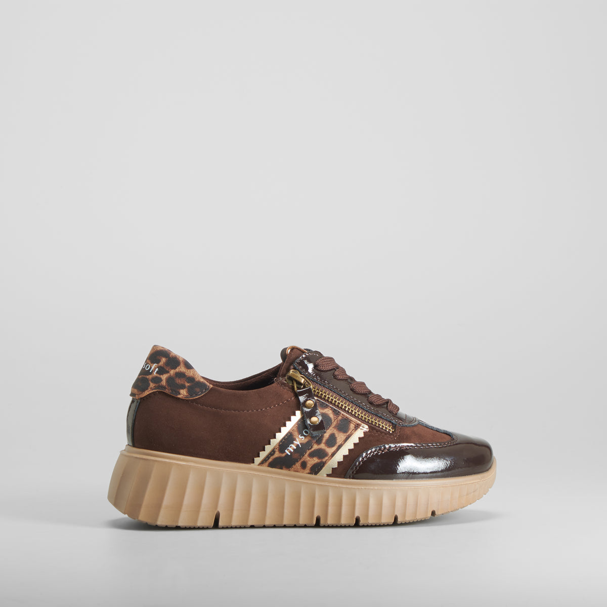 Zapatilla casual animal print marrón MYSOFT
