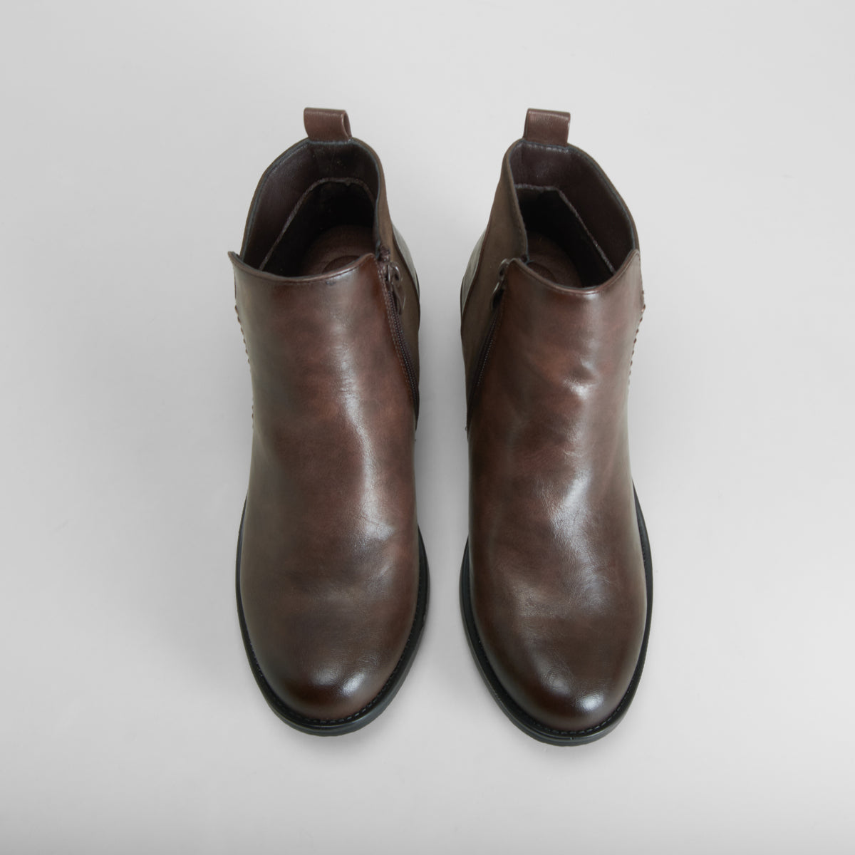 Botín tacón medio bimaterial marrón MYSOFT