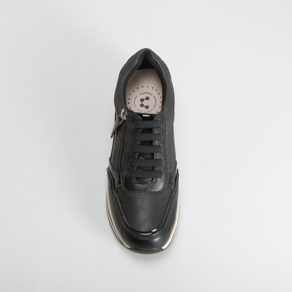 Sneaker cuña elástico negra COMFEET