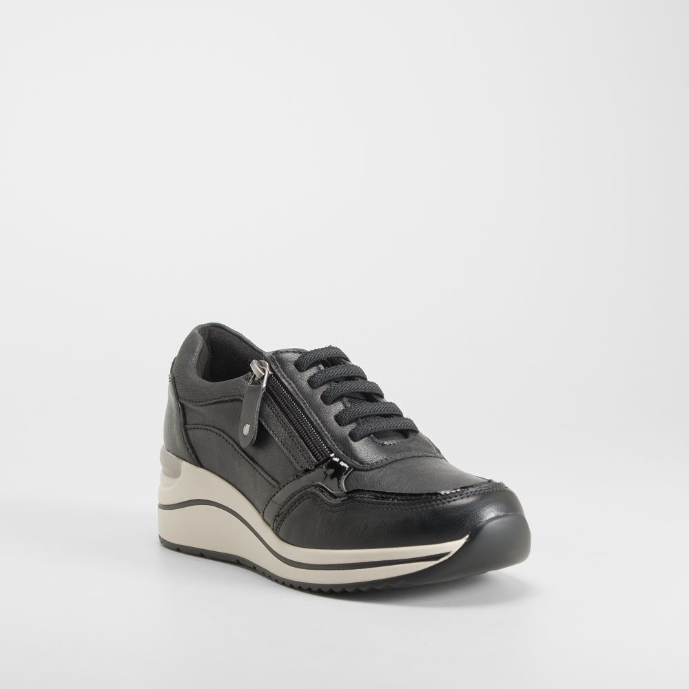 Sneaker cuña elástico negra COMFEET