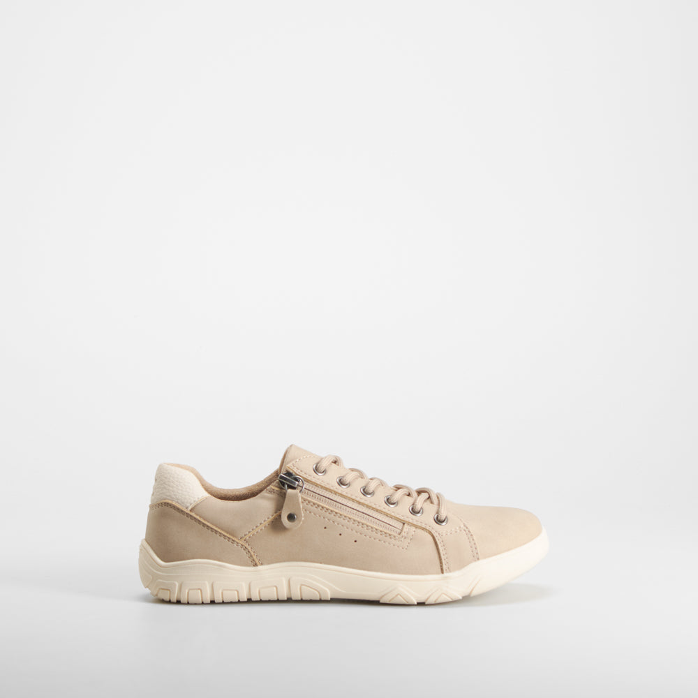 Sneaker barefoot cremallera beige COMFEET