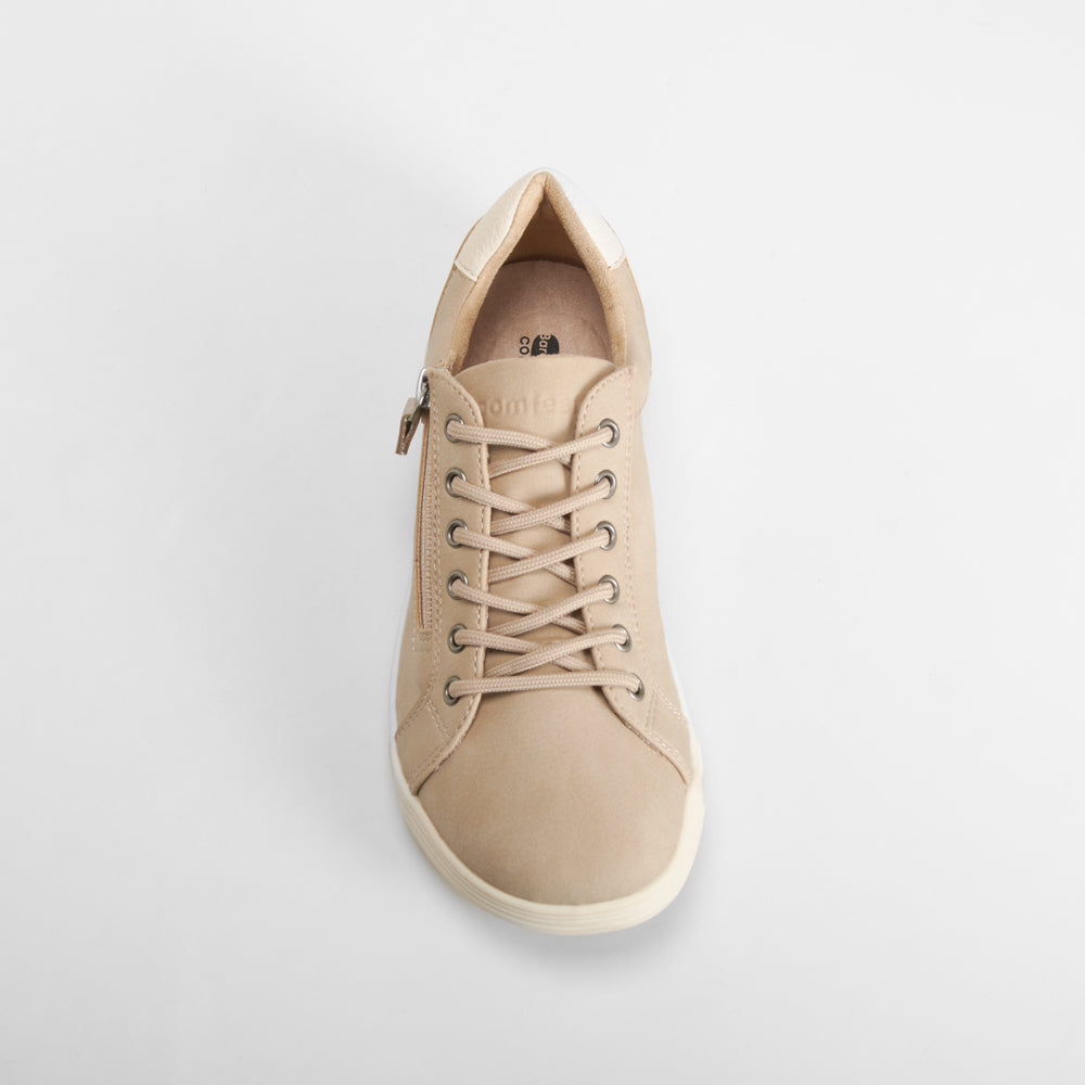 Sneaker barefoot cremallera beige COMFEET