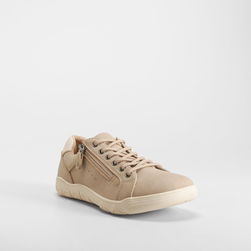 Sneaker barefoot cremallera beige COMFEET