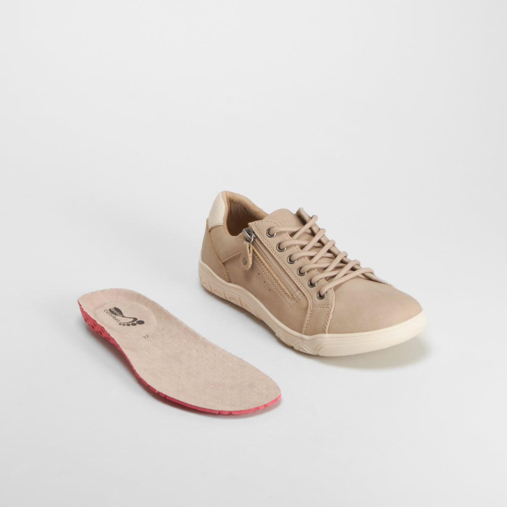 Sneaker barefoot cremallera beige COMFEET