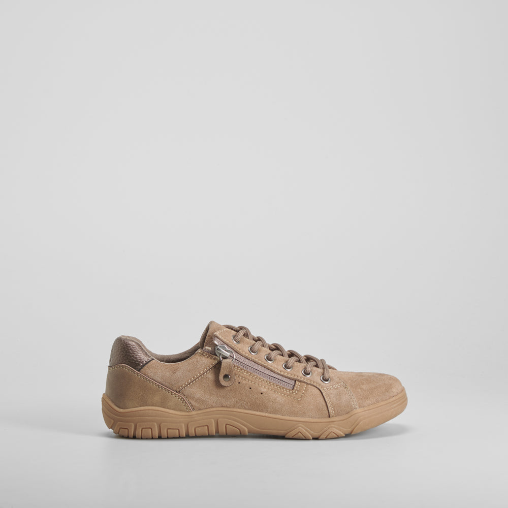 Sneaker barefoot cremallera marrón COMFEET