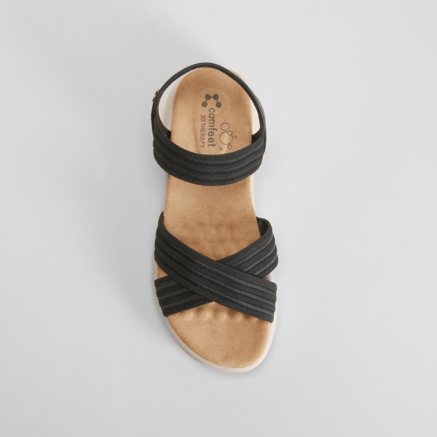 Sandalia elásticos suela cómoda negra COMFEET