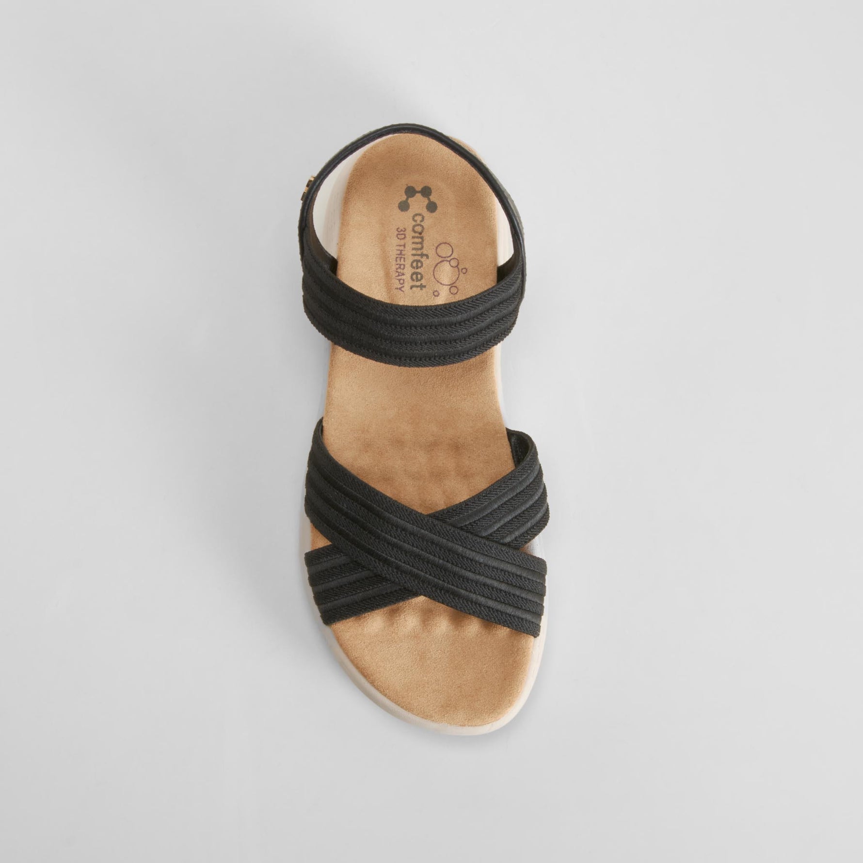 Sandalia elásticos suela cómoda negra COMFEET
