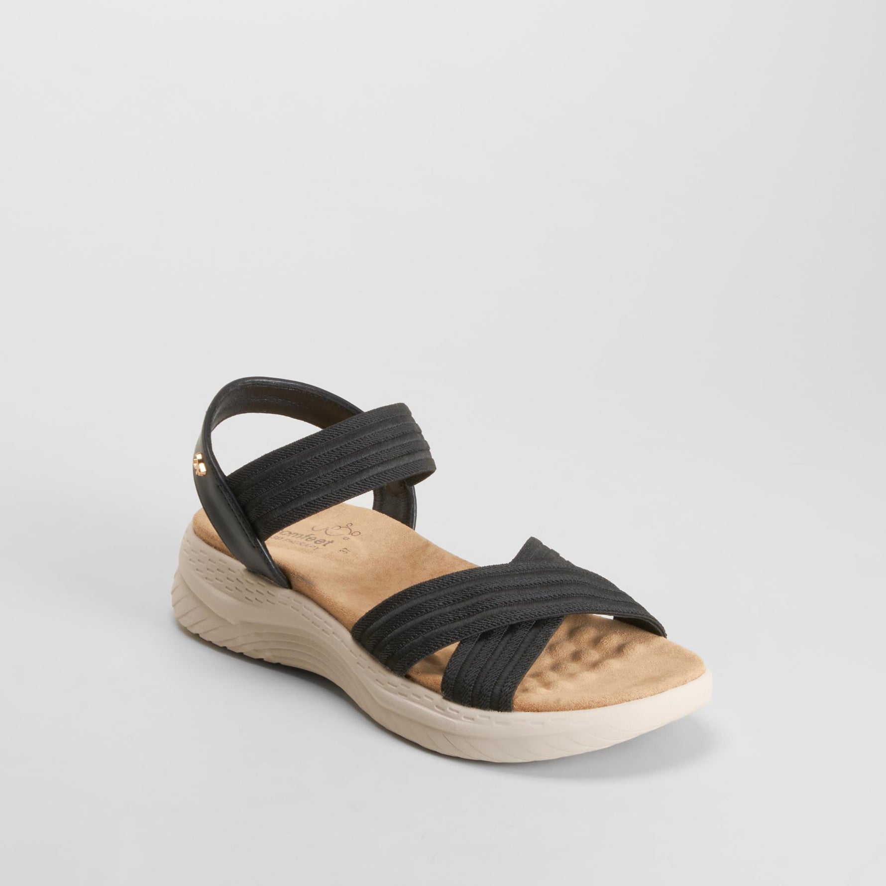 Sandalia elásticos suela cómoda negra COMFEET