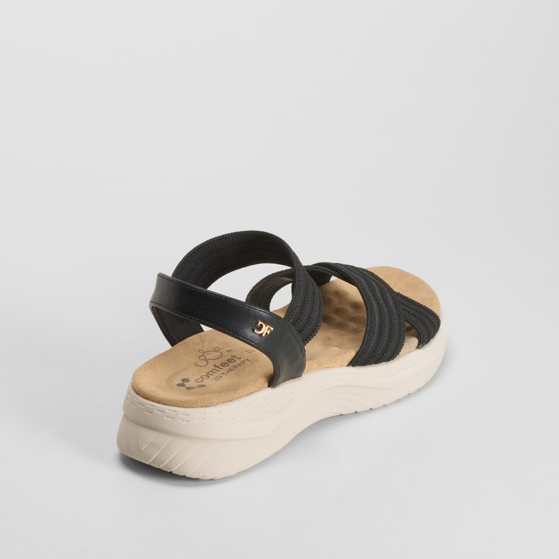 Sandalia elásticos suela cómoda negra COMFEET