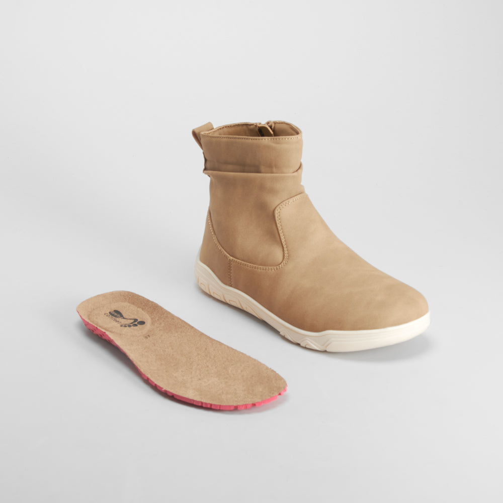 Botín barefoot plisado beige COMFEET