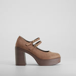 Zapato tacón alto y plataforma hebilla marrón NYC