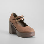 Zapato tacón alto y plataforma hebilla marrón NYC