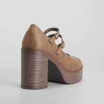 Zapato tacón alto y plataforma hebilla marrón NYC