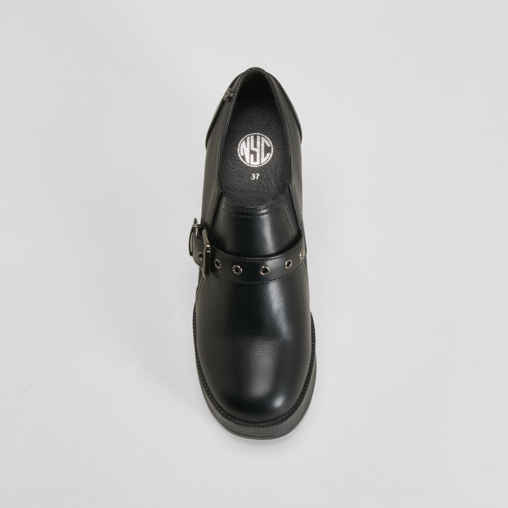 Zapato bajo tacón alto y plataforma negro NYC