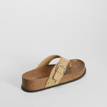 Sandalia esclava hebilla dorada beige NYC