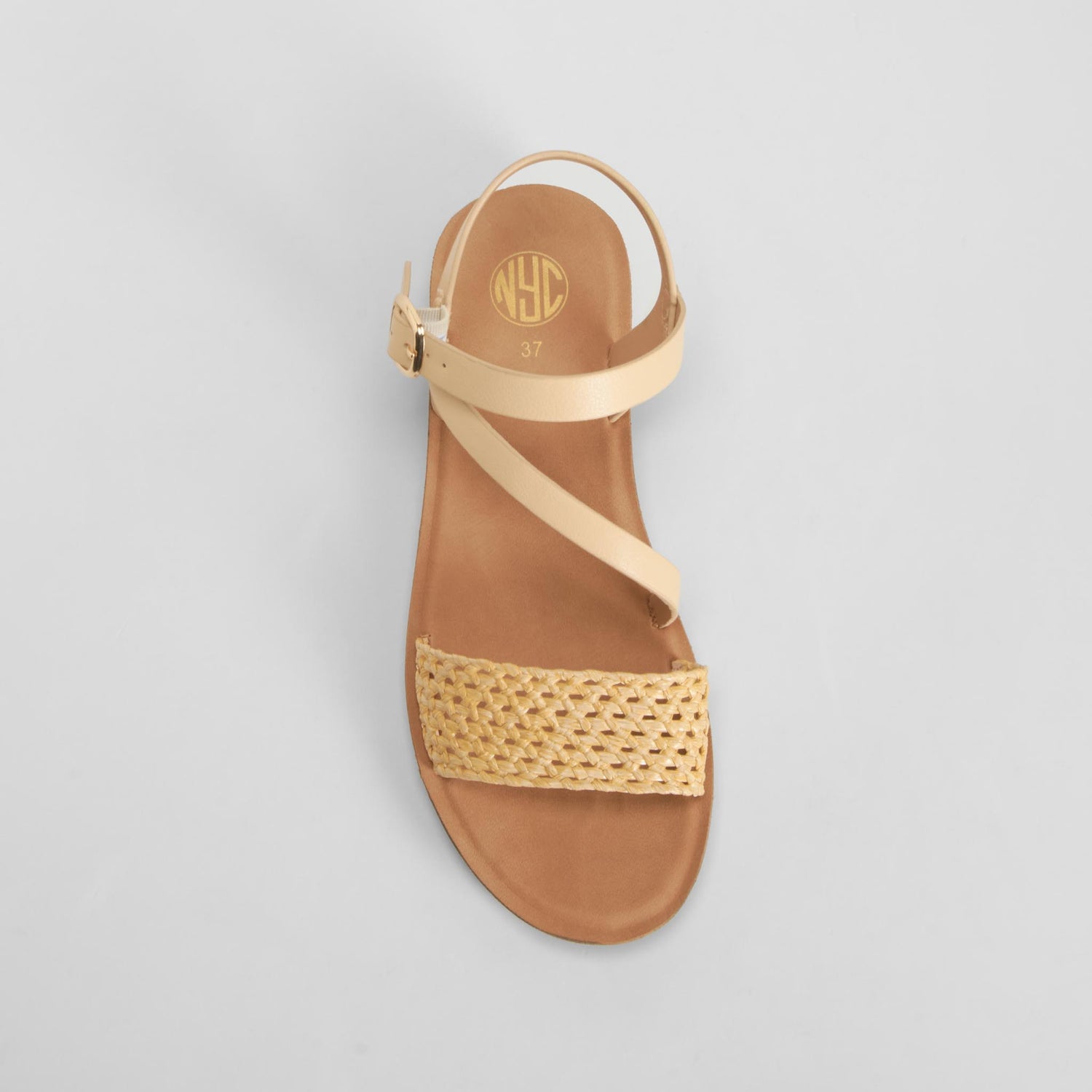 Sandalia tira rafia beige NYC