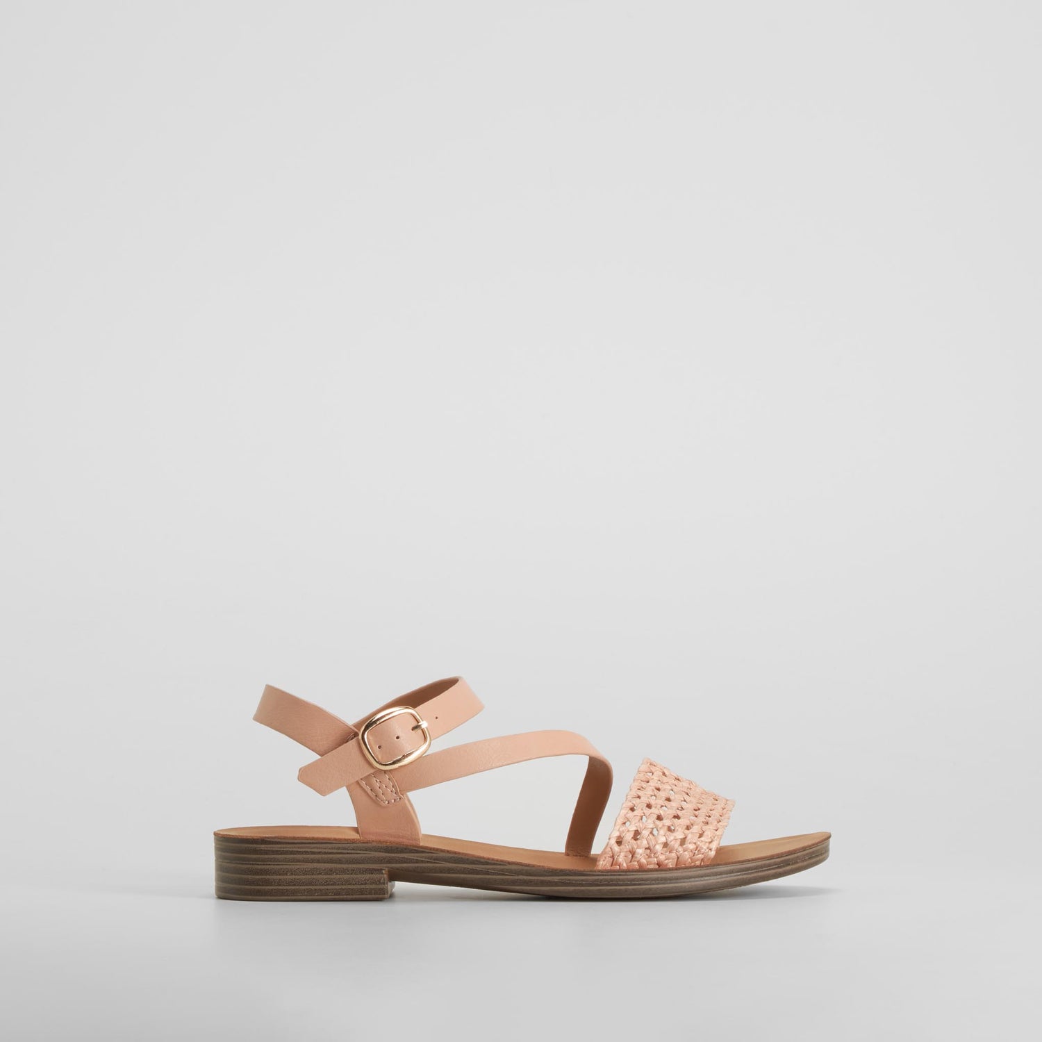 Sandalia plana rafia rosa NYC