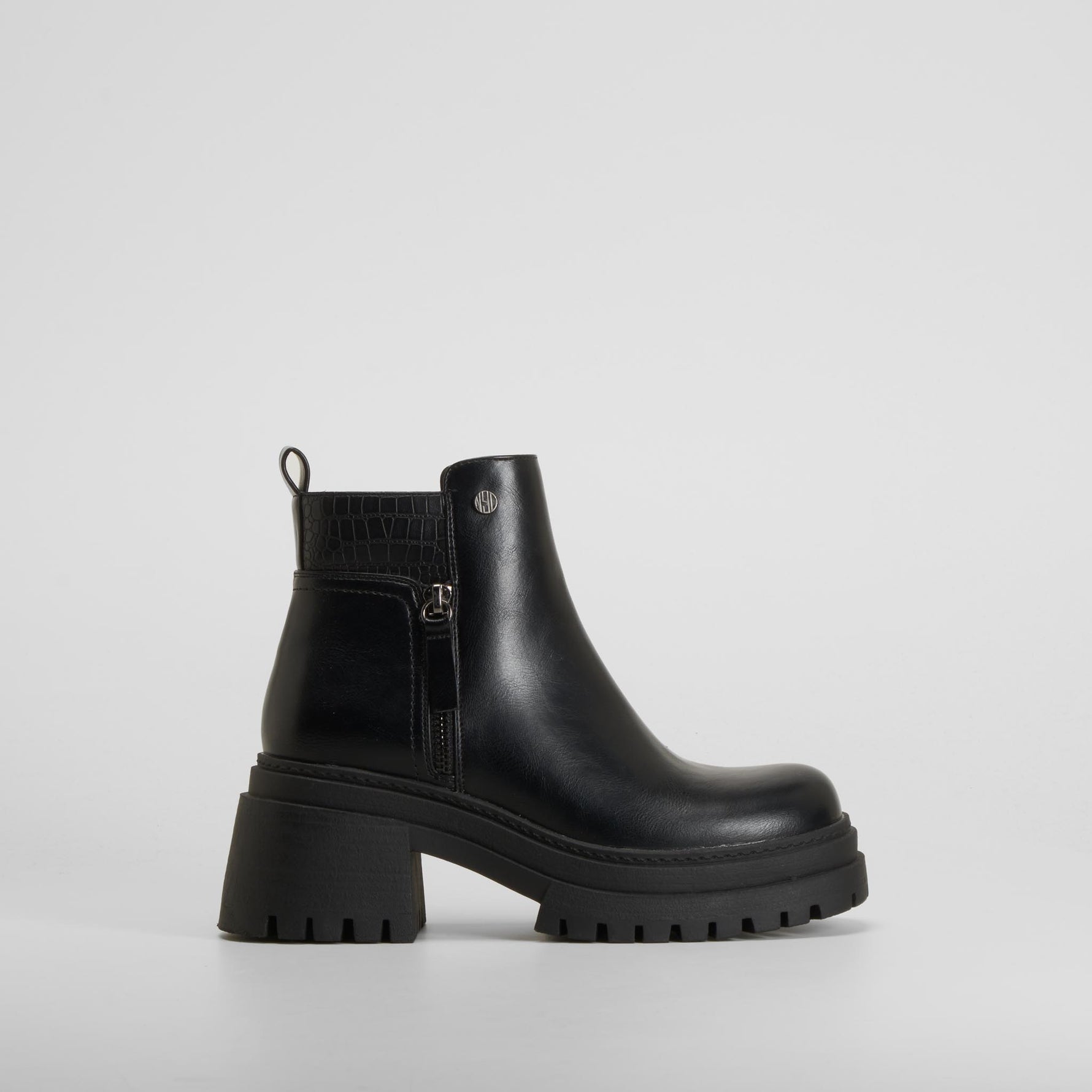 Botín cremallera chunky negro NYC