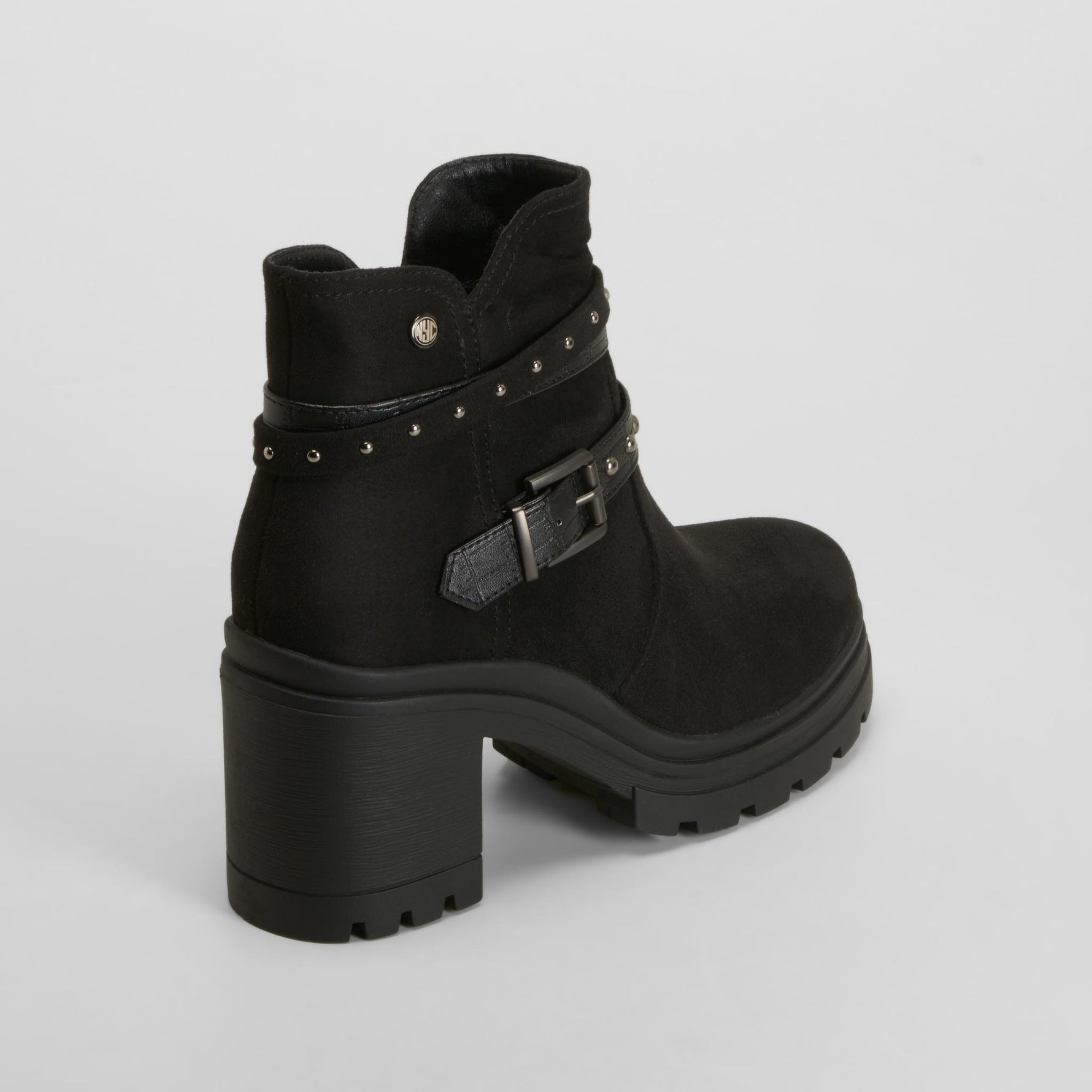 Botín tacón track straps negro NYC
