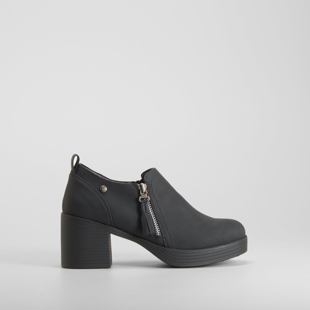 Zapato tacón negra cremallera SENDA ROAD