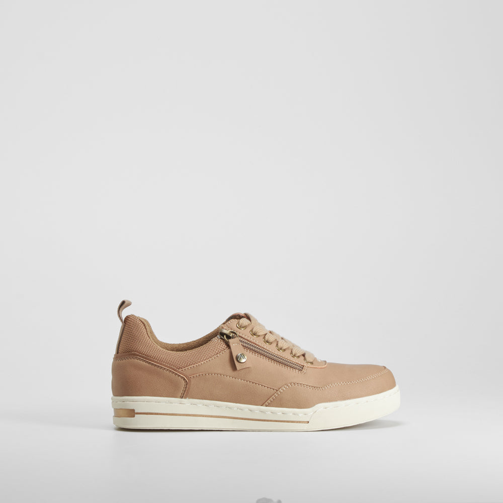Zapatilla casual cremallera beige SENDA ROAD