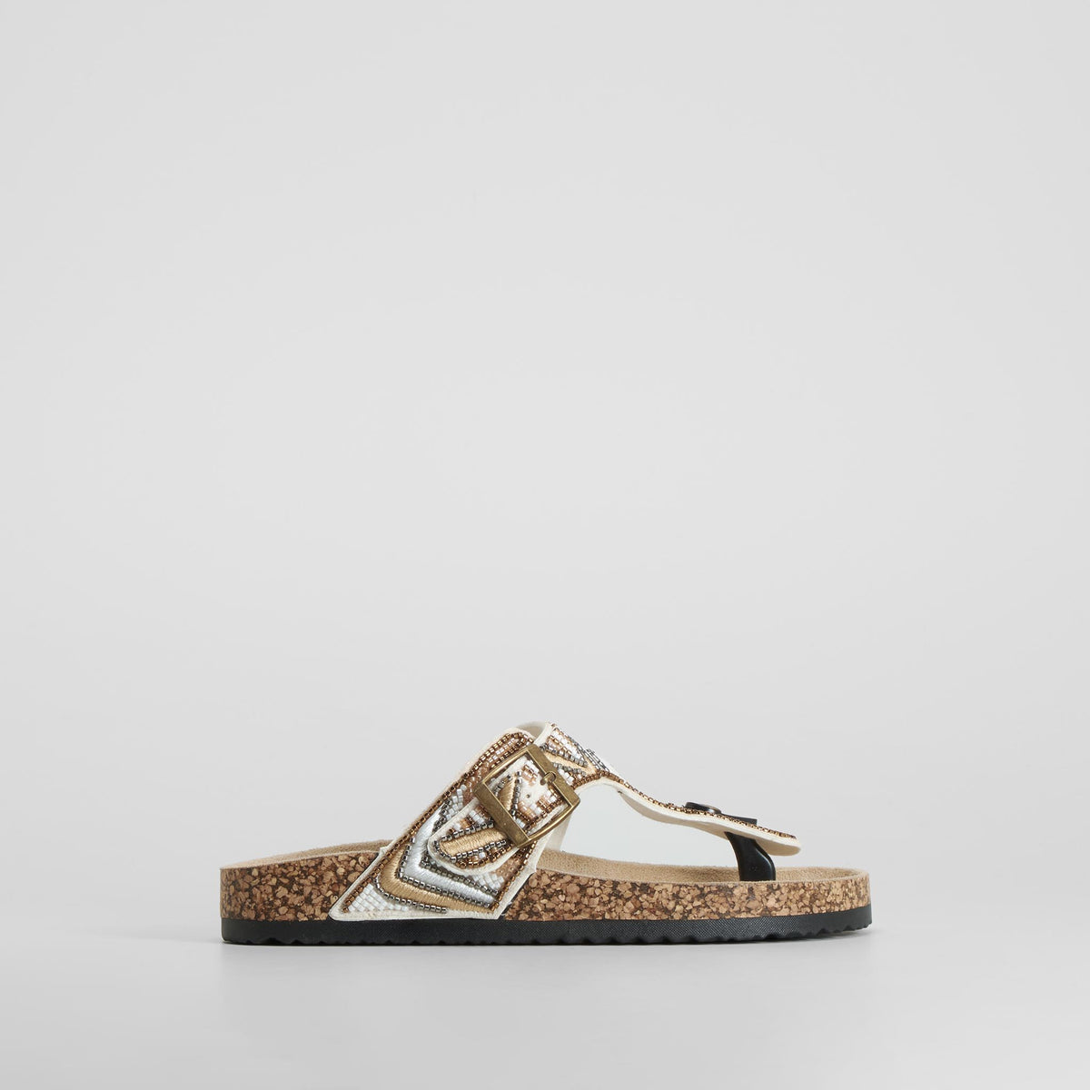 Sandalia bio esclava abalorios blanca SENDA ROAD