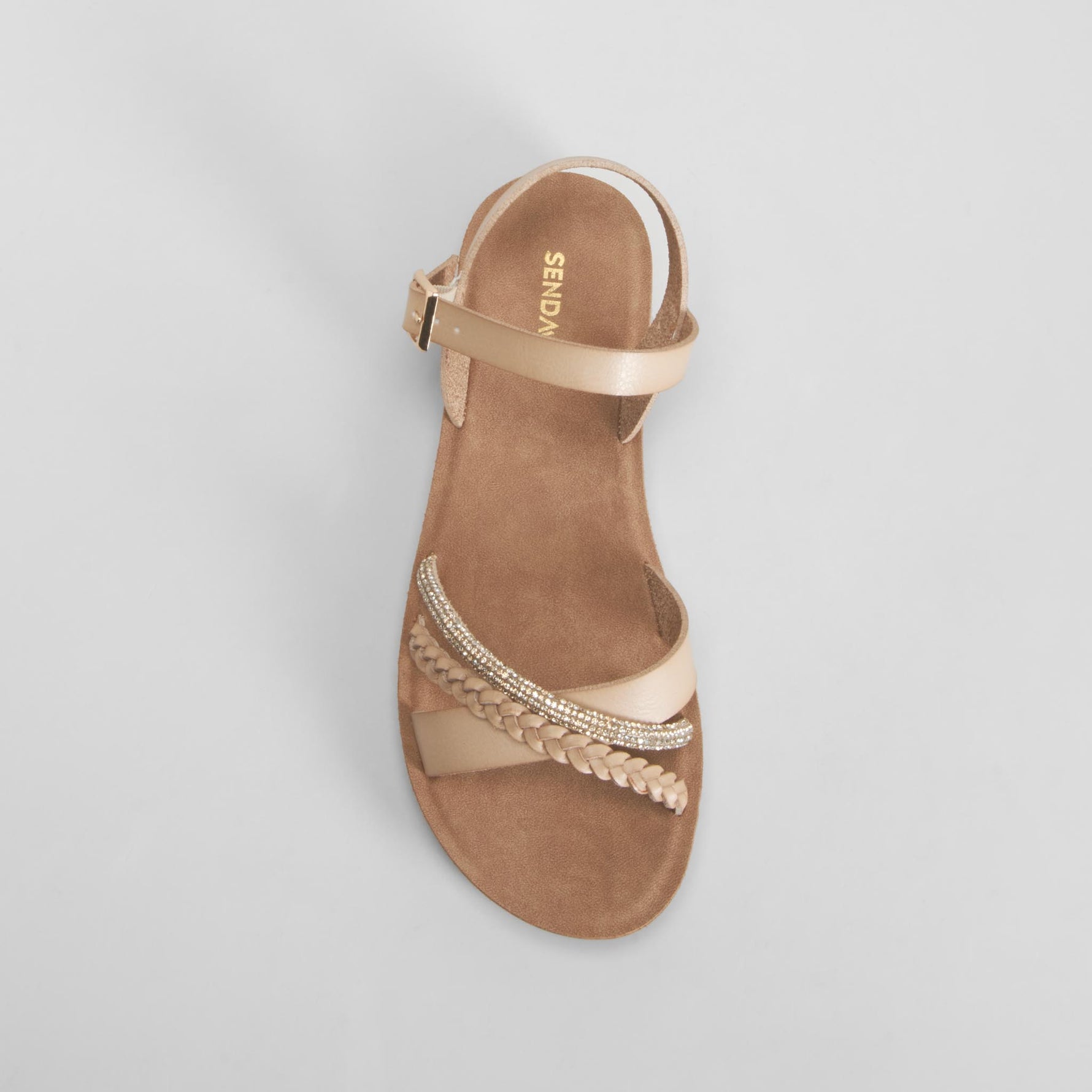 Sandalia tiras cruz brillante beige SENDA ROAD