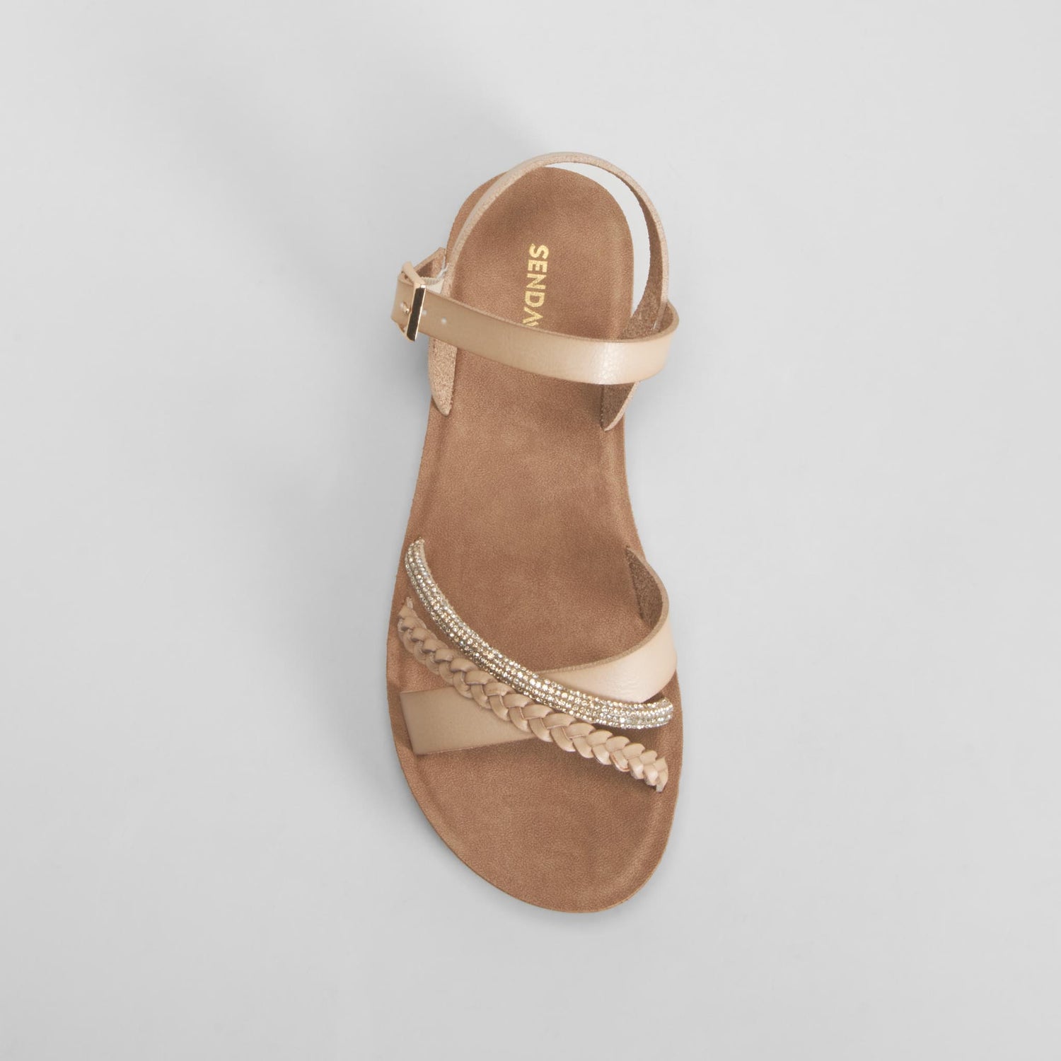 Sandalia tiras cruz brillante beige SENDA ROAD