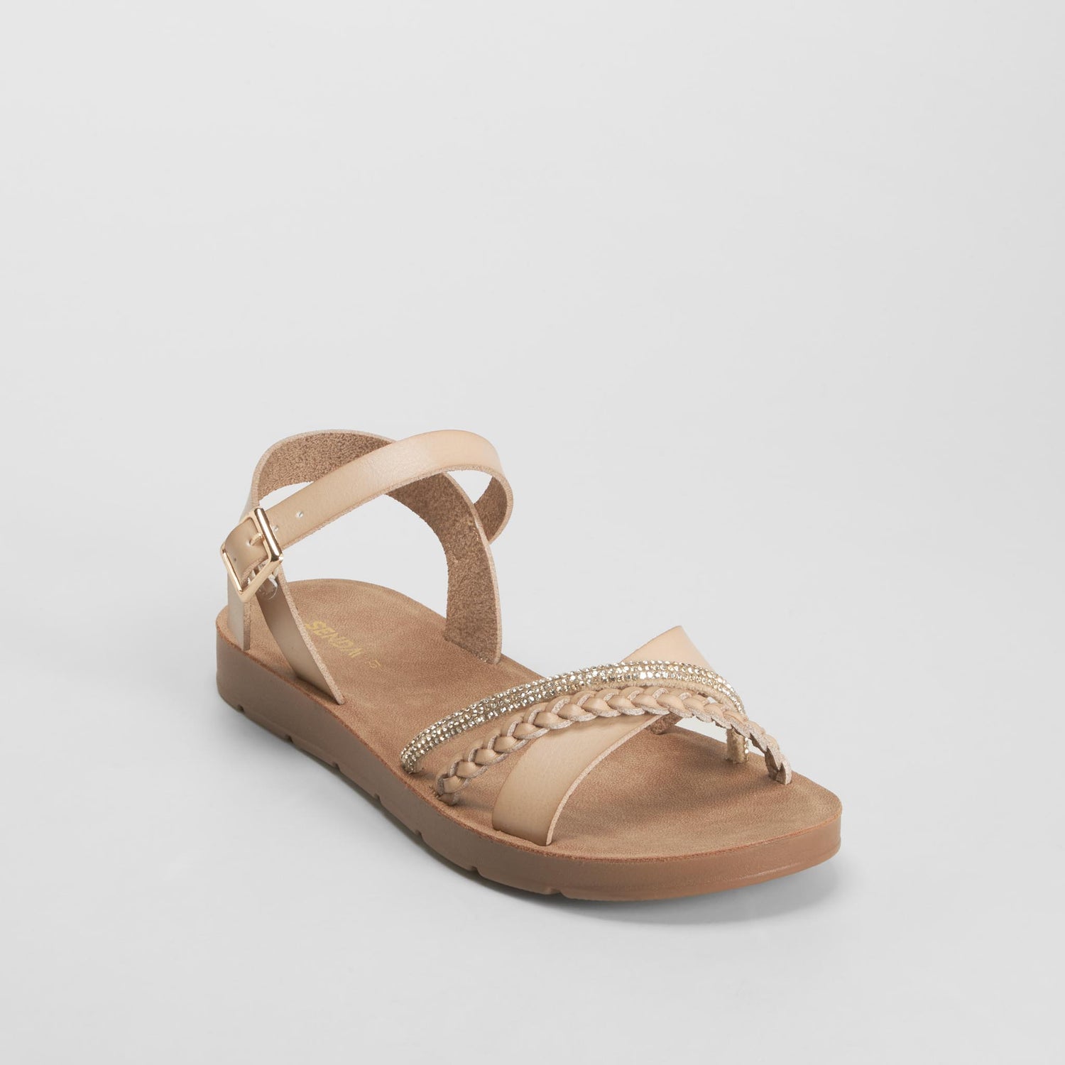 Sandalia tiras cruz brillante beige SENDA ROAD