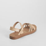 Sandalia tiras cruz brillante beige SENDA ROAD