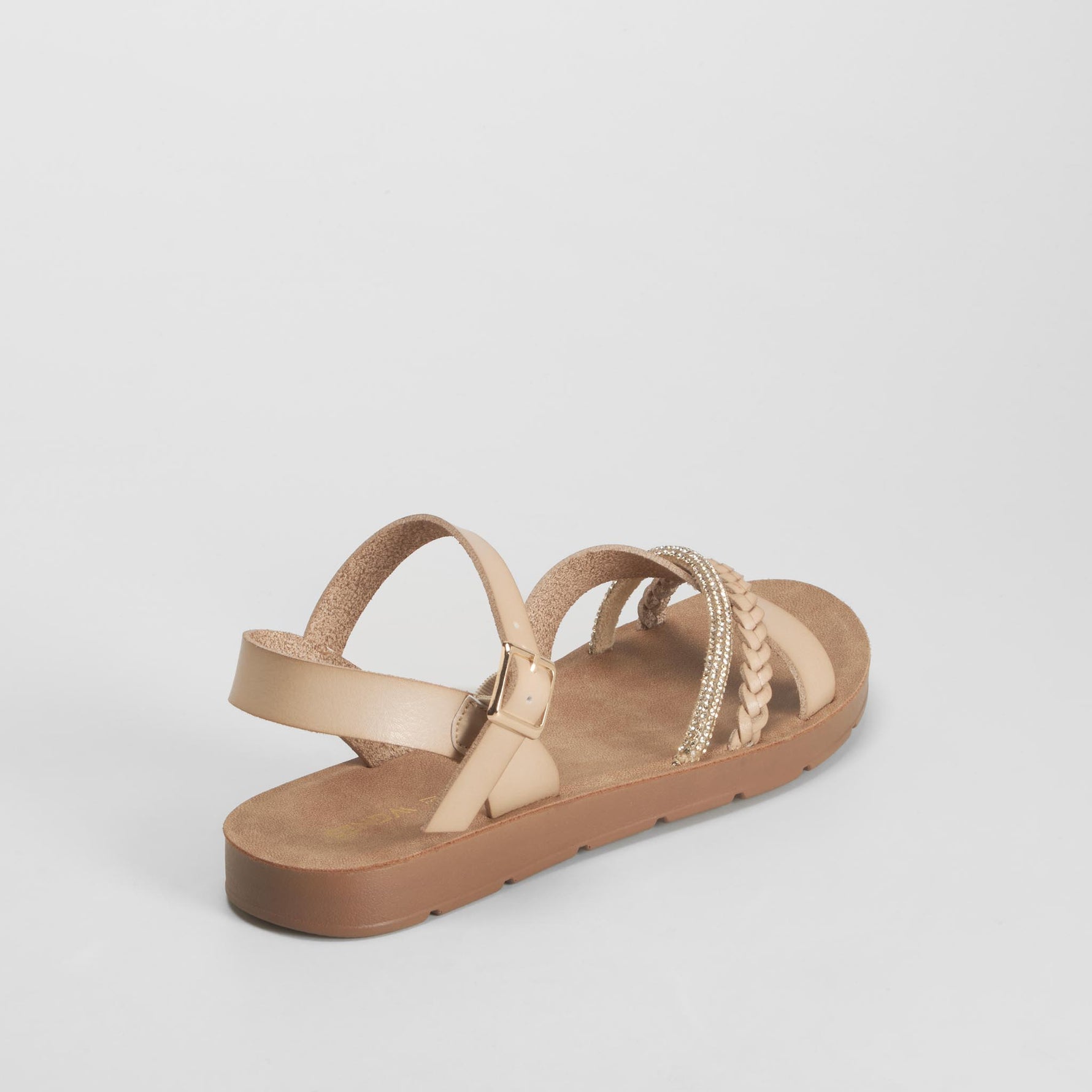 Sandalia tiras cruz brillante beige SENDA ROAD