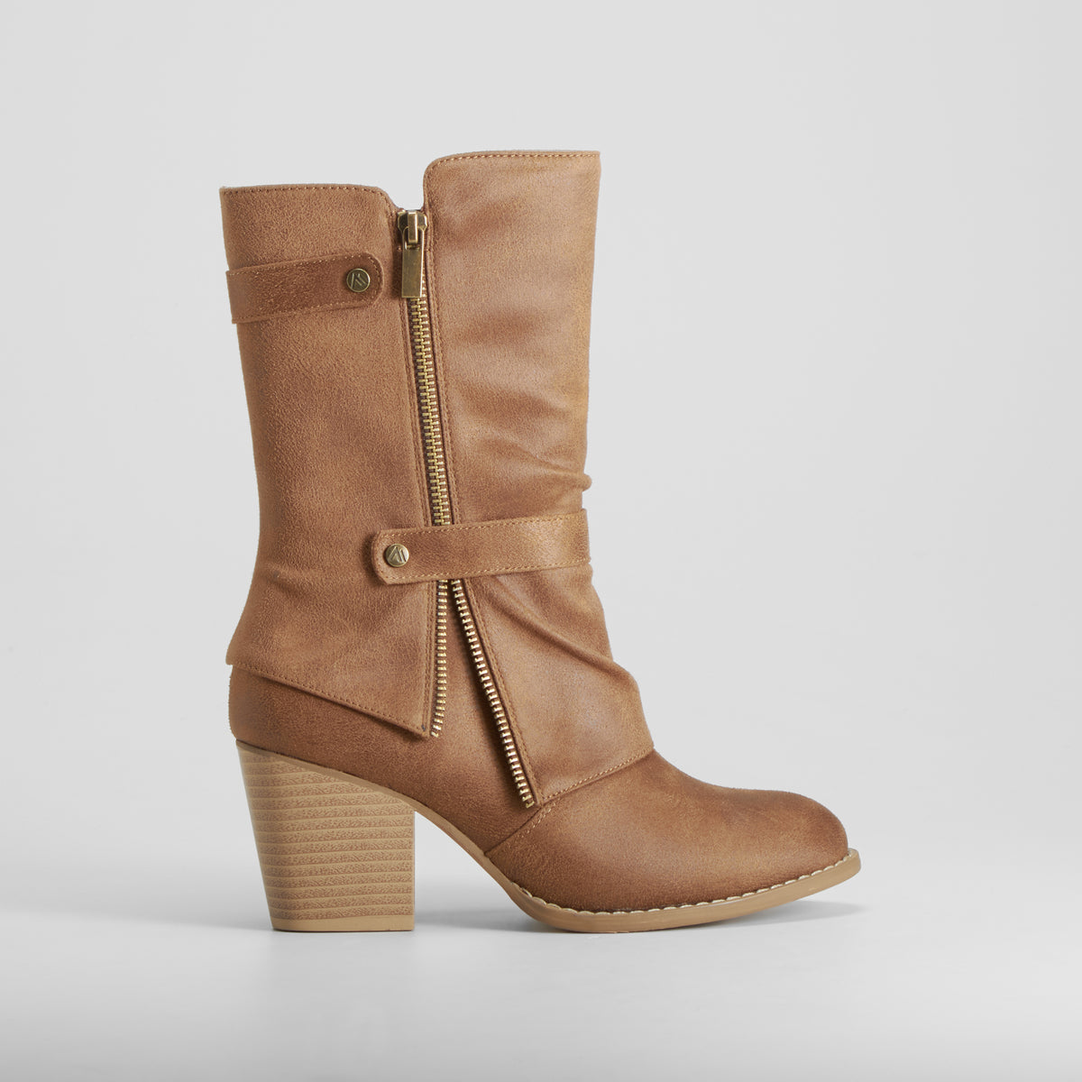 Bota campera tacón cremallera marrón SENDA ROAD