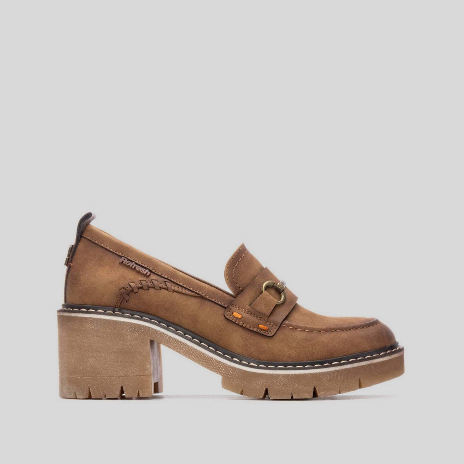 Mocasín tacón ancho marrón REFRESH