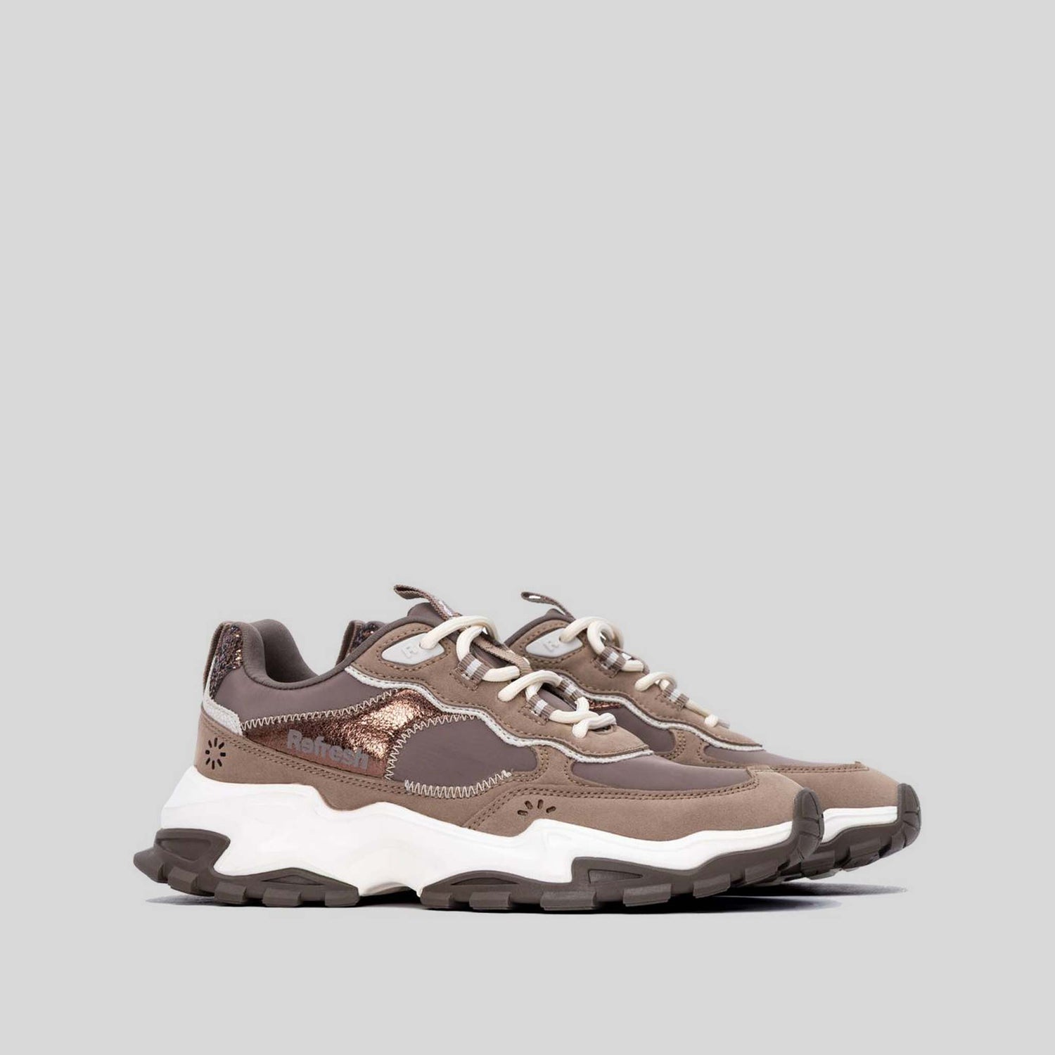 Zapatilla deportiva bicolor taupe REFRESH