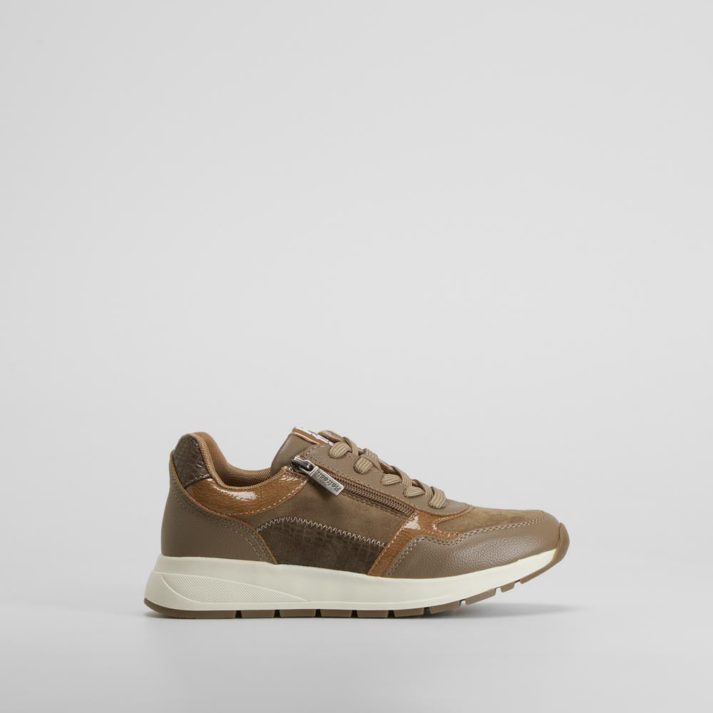 Zapatilla cremallera marrón REFRESH