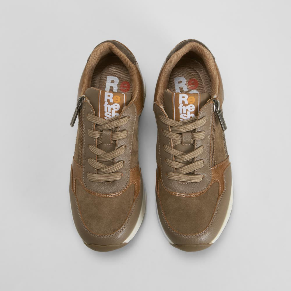 Zapatilla cremallera marrón REFRESH