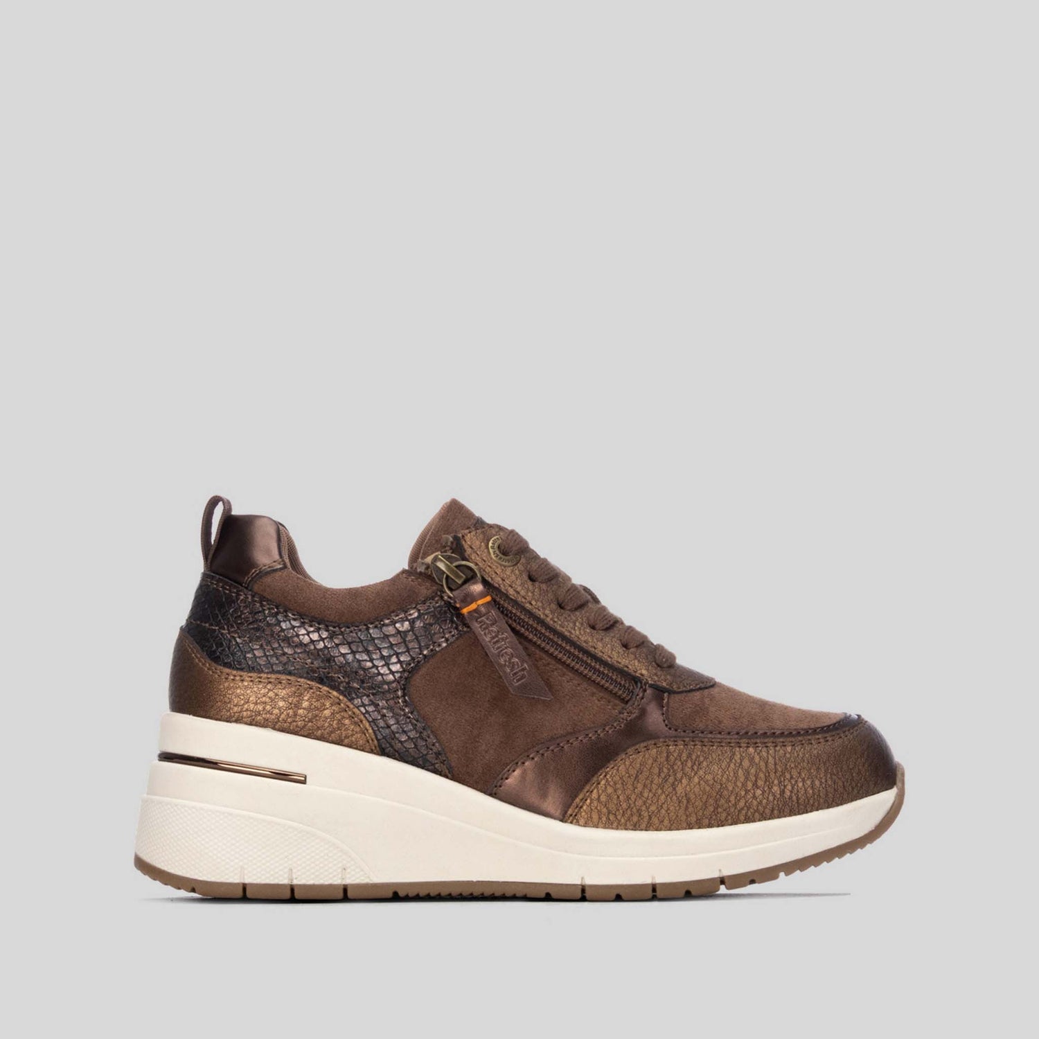 Sneaker cuña cremallera marrón REFRESH