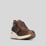 Sneaker cuña cremallera marrón REFRESH