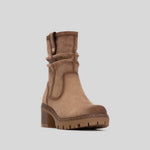 Botín tacón grueso antelina beige REFRESH