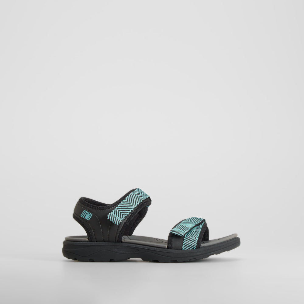 Sandalia tiras ajustables negra y azul UTWO