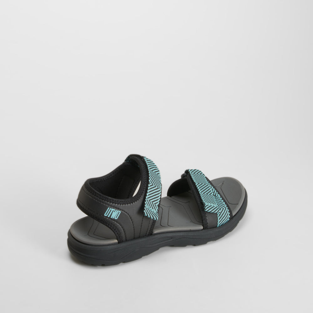 Sandalia tiras ajustables negra y azul UTWO