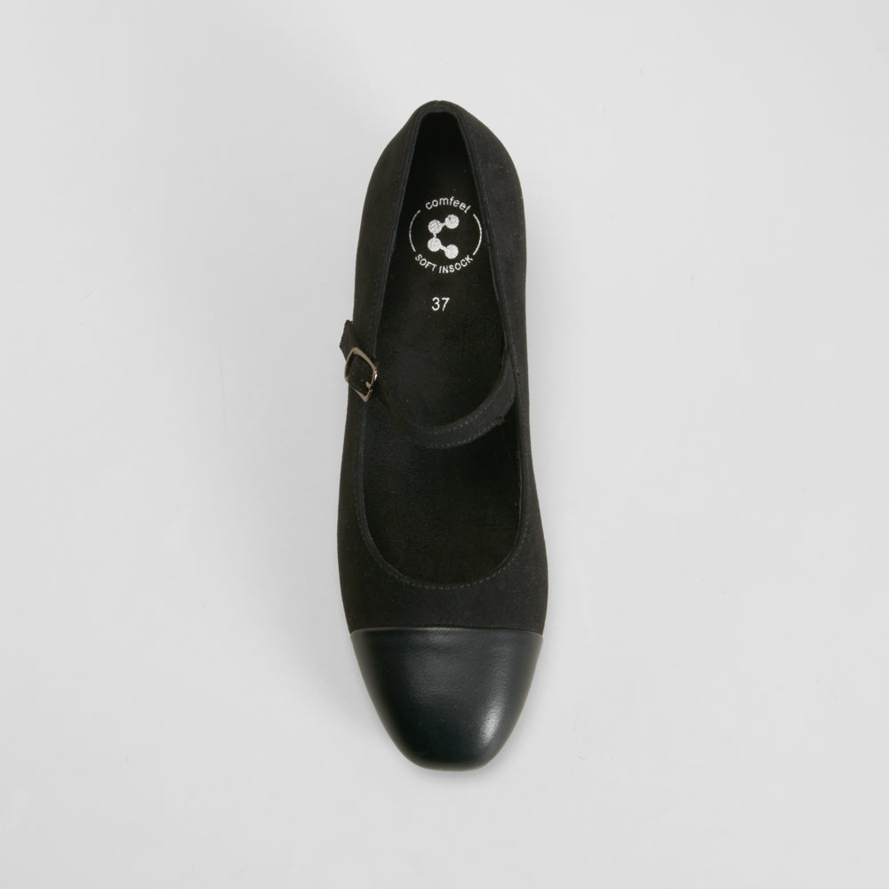 Zapato salón tacón medio negro COMFEET