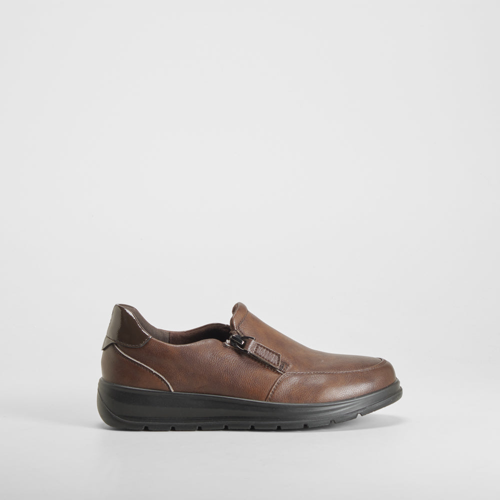 Zapato piel cremallera marrón 24HORAS