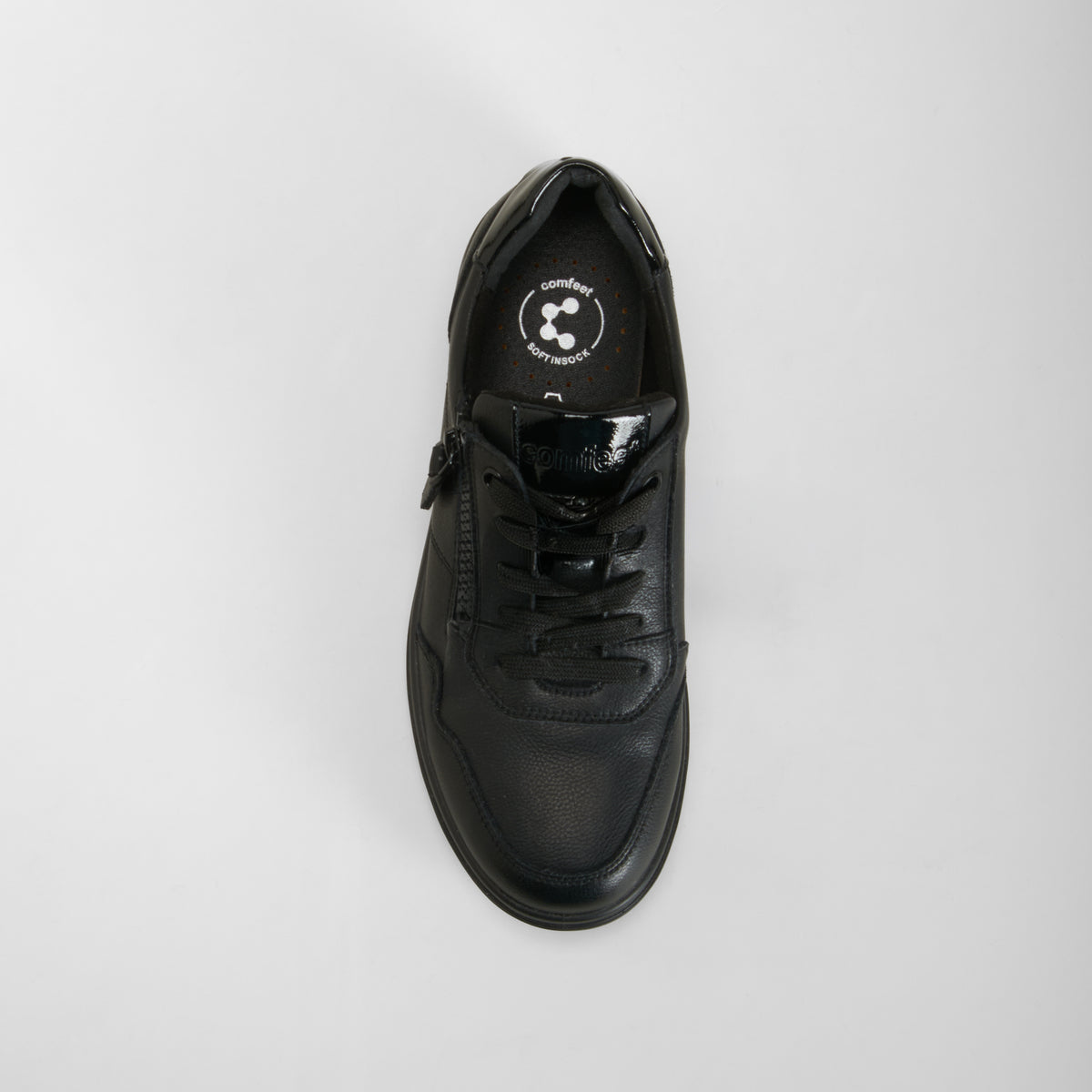 Zapato plano cordones piel negra COMFEET
