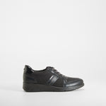 Zapato cuña elásticos negro COMFEET