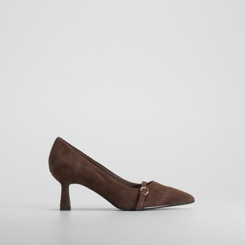 Zapato tacón marrón hebilla FOSCO