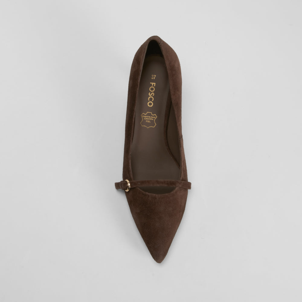 Zapato tacón marrón hebilla FOSCO