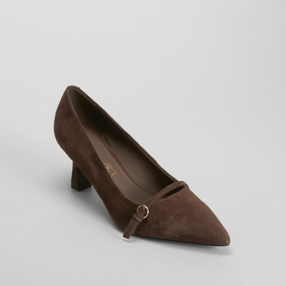 Zapato tacón marrón hebilla FOSCO