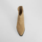 Bota tacón media caña beige piel FOSCO